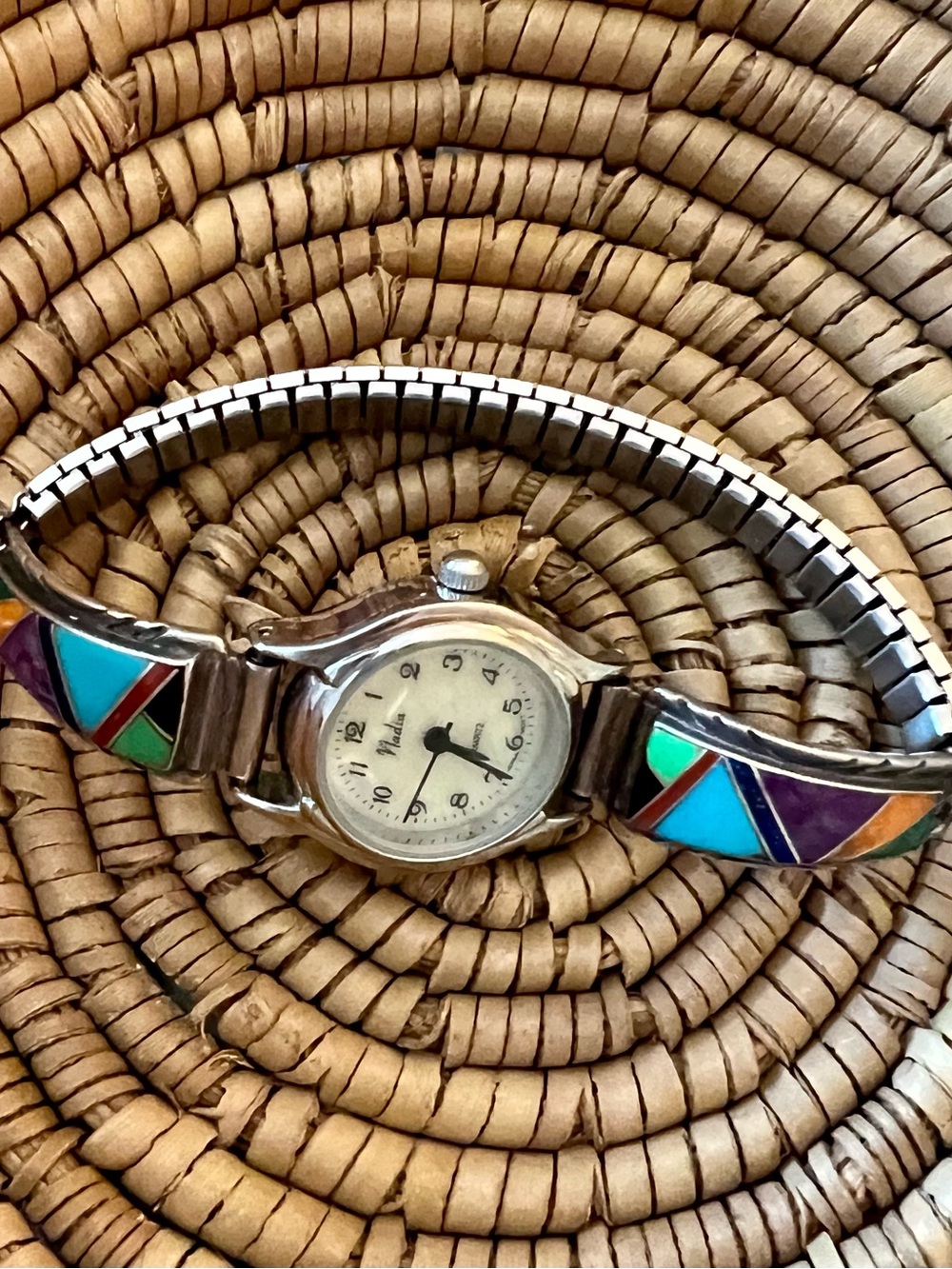 Multicolor Turquoise Inlay Stretch Watch - Picture 9 of 9
